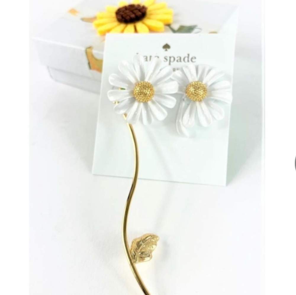 Kate Spade White into the Bloom Statement Earrings
